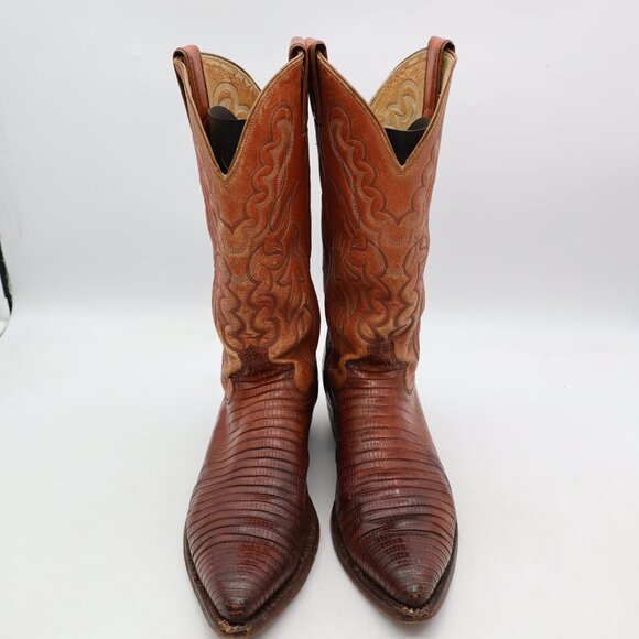 Justin 8301 Mens Size 9.5 E Brown Lizard Exotic Western Pointed Toe Cowboy Boots - Picture 2 of 13
